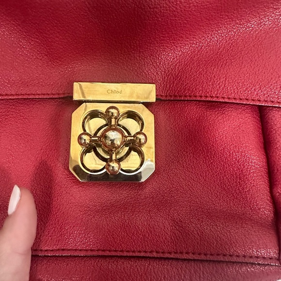 Chloe Red Leather Shoulder Bag - Picture 3 of 11